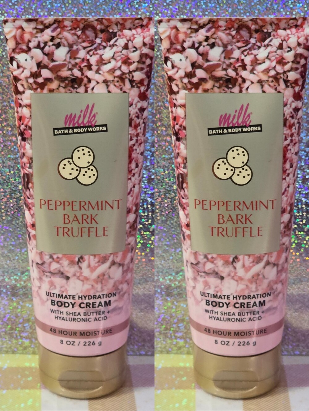 Bath & Body Works Milk Bar Peppermint Bark Truffle Body Cream Set of 2 NEW RARE